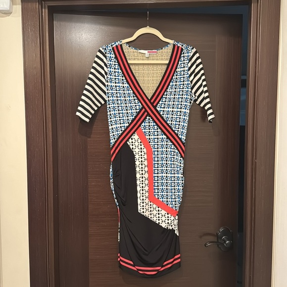 Tracy Reese Tee Dress Geometric Print Bodycon Stretchy Size M - Picture 2 of 9